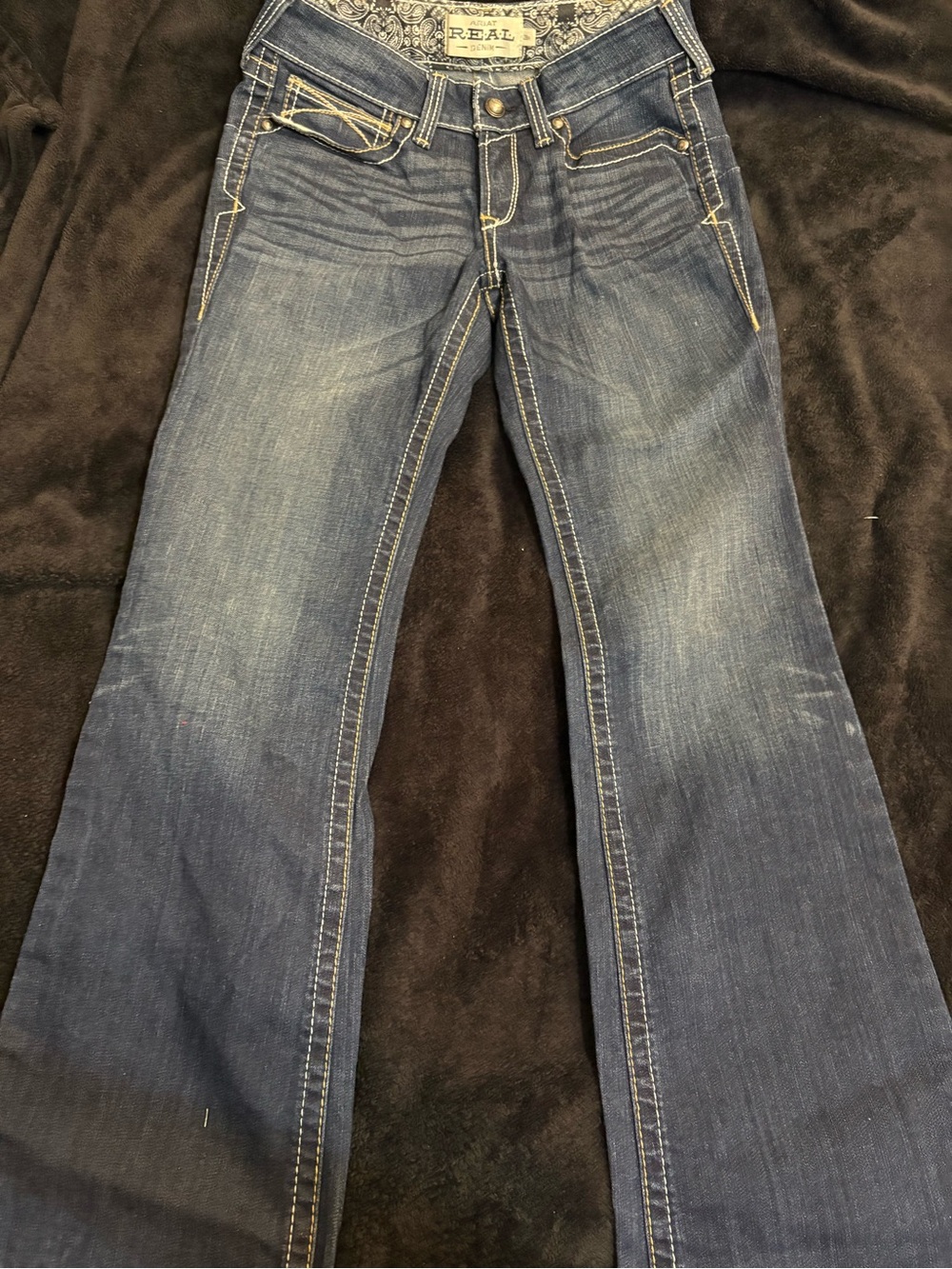 Ariat Women's Dark Blue Boot Cut Jeans with Contrast Stitching - Picture 2 of 4